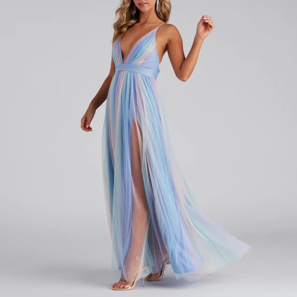 Windsor Pastel Rainbow Maxi Dress Size Small